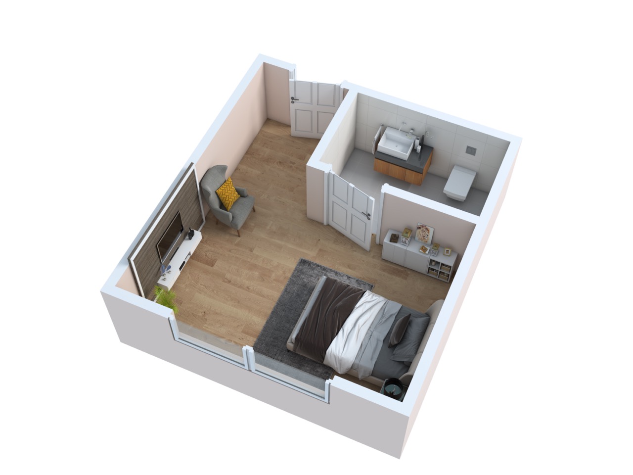 3D Floor plan for Monte Vista Village Avalon Large Studio