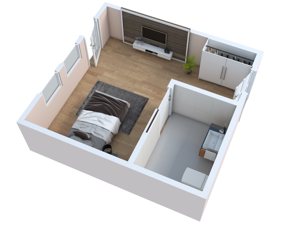 3D Floor plan for Monte Vista Village Ponderosa Small Studio