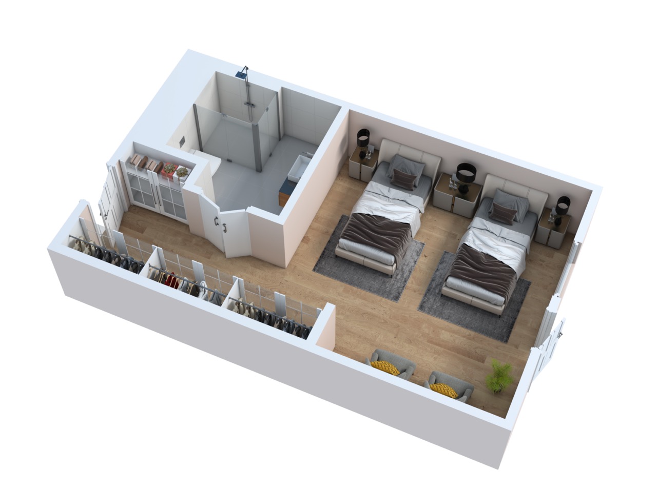 3D Floor plan for Monte Vista Village Companion suite